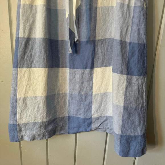 J Jill Love Linen Blue Gingham Tie front Dress Size Medium Petite - Picture 6 of 11